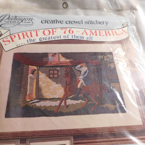 Paragon Spirit of '76 America PAUL REVERE Crewel Stitchery Kit Vintage 1973 - Picture 2 of 6